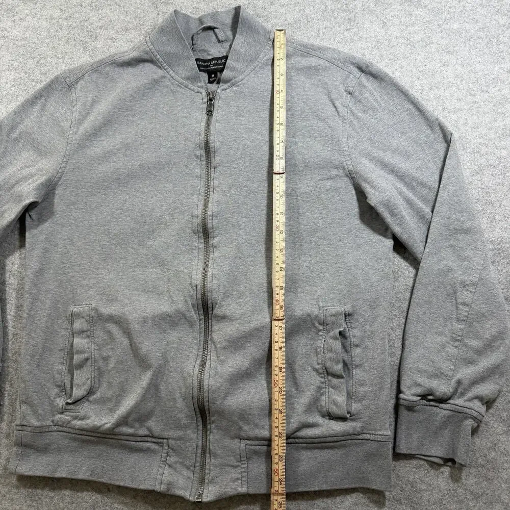 Banana Republic Luxe Touch Performance Bomber Jacket Mens M Gray Full Zip
